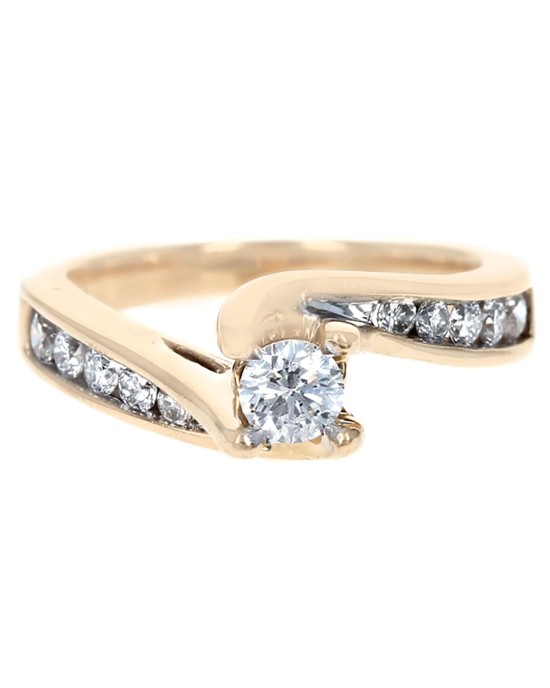 Diamond Bypass Engagement Ring in Yellow Gold